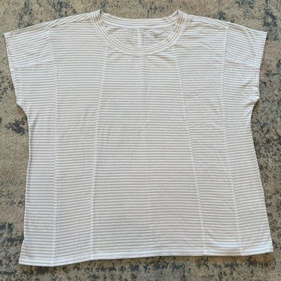 Garnet Hill Tops - Garnet Hill | Organic Cotton Tencel Lyocell Gray & White Striped Shirt Large L